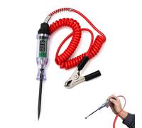 Testeur Stylo Tension Auto 6V 12V 24V Pince Crocodile Fusible Relais | Stylo Testeur Tension Voiture Moto Camion 3-48V DC Précision 0.1V LED Polarité Câble Ressort 1.8m AS Acier Carbone Cuivre