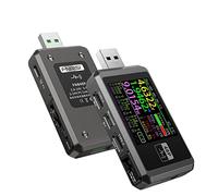 Testeur USB Testeur de tension USB USB A/Micro-USB/Type-C Ampèremètre PD Appareil de mesure numérique Power Meter Couleur Écran Tension Courant Multi-fonction Argent sans