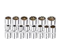 Tête à douille courte 12 points 1/4 pour liquet Torx haute résistance en acier au chrome vanadium argenté 4 mm à 14 mm