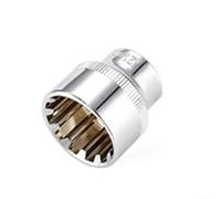 Tête à douille courte 12 points pour entraînement 3/8" pour embout Torx avec liquet et poignées d'extension pour une prise en main lisse (21 mm)