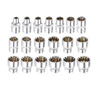 Tête à douille courte 12 points pour entraînement 3/8" pour embout Torx avec liquet et poignées d'extension pour une prise en main lisse (20 mm)