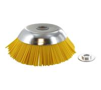 Tête brosse conique nylon - Ø 200 mm, alésage 25,4 mm, bague de réduction 20 mm, hauteur 65 mm