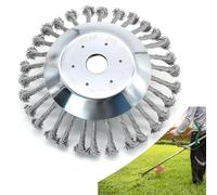 Tete Brosse Débroussailleuse, 200x25,4mm Brosse à Désherber Ronde avec Roue en Fil d'acier Massif, Tête Brosse Désherbage pour Jardin Agriculture