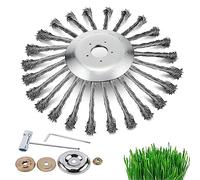 Tête Brosse Débroussailleuse, 250 x 25,4mm Brosse de Désherbage pour Débroussailleuse avec Accessoires, Brosse pour Mauvaises Herbes en Acier pour Pelouse Jardin Agriculture (10 Pouces)