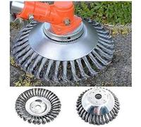 Tête Brosse Désherbage 200x25.4mm Brosse de Débroussailleuse à Gazon, Brosse Métallique Circulaire Rotative, Brosse Rotative