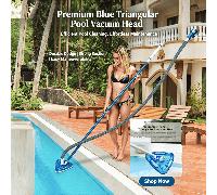 Tête d'aspirateur de piscine triangulaire lestée transparente avec plusieurs brosses à poils durs, aspiration et brossage intégrés pour le nettoyage des angles morts du fond de la piscine, des bords, 