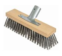 Tête de balai brosse poil d'acier 30 cm - corps hêtre, support manche métal Ø28 mm, sans manche