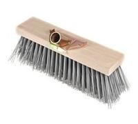 Tête de balai cantonnier en bois avec fibre en PVC - Gris et beige - L 32 cm G