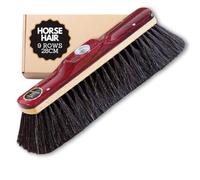 Tête de balai en crin de cheval de 28 cm pour maçonnerie - Brosse de balayage durable à 9 rangées avec selle en bois laqué, outil de maçonnerie polyvalent pour les salissures légères et pous