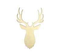 Tête De Cerf En Bois 12,2 X 19 Cm