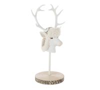Tête de Cerf sur Socle "Imitation Fourrure" 52cm Écru Beige