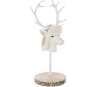 Tête de Cerf sur Socle "Imitation Fourrure" 52cm Écru Beige