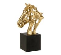Tête de Cheval Ajourée sur Socle Hollywood 40cm Doré
