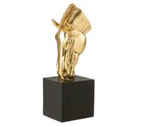 Tête de Cheval sur Socle Hollywood 44cm Doré