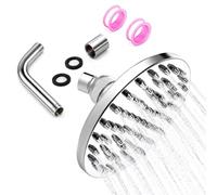 Tete de Douche Anti Calcaire Round 6 Pouces Pommeau de Douche Pluie | Pomme de Douche Ronde ABS Pomme Douche Exterieure avec 2 Ruban D'étanchéité Filetage pour Hôtel,Maison,Salle de Bain