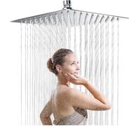 Tete de Douche Inox - Douche Economie d'Eau, Pommeau de Douche Carré 25CM, Tete de Douche Pluie Universelle Filetage 1/2 Pouce, Ro
