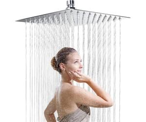 Tete de Douche Inox - Douche Economie d'Eau, Pommeau de Douche Carré 25CM, Tete de Douche Pluie Universelle Filetage 1/2 Pouce, Ro