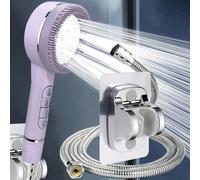 (Tête de douche simple/Ensemble de 3 pièces) Tête de douche pressurisée filtrée à 4 réglages en ABS pour usage domestique avec tuyau en acier inoxydable de 1,5 m et support de tête de douche sans perç