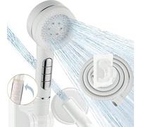 (Tête de douche simple / Ensemble de 3 pièces) Tête de douche pressurisée filtrée à 4 réglages en ABS pour usage domestique avec tuyau en acier inoxydable de 1,5 m et support de tête de douche sans pe