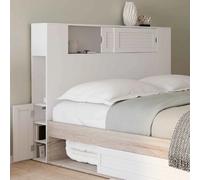 IDMarket Tête de lit sur pied SALEM 145 cm avec rangements fermés et niches blanc