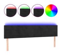 Tête de lit à LED - JILL - Velours - Noir - 200x5x78/88 cm - Hauteur réglable - Bande LED 55 cm - IP65 - USB 5V