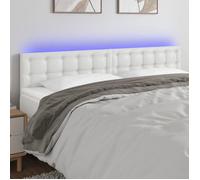 Tête de lit à LED - vidaXL - 160x5x78/88 cm - Blanc - Similicuir - Hauteur réglable - Bande LED 55 cm - Connecteur USB
