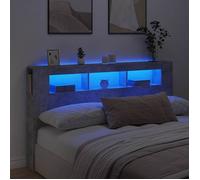 Tête de lit à LED - vidaXL - Gris béton - 180x18,5x103,5 cm - Bois d'ingénierie - Lumières LED RVB - Connecteur USB
