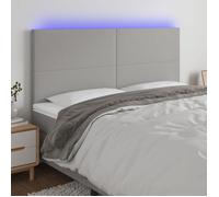 Tête de lit à LED - vidaXL - Gris clair - 180x5x118/128 cm - Tissu polyester - Hauteur réglable - Bande LED 55 cm