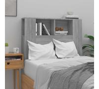 Tête de lit avec étagères, chêne sonoma gris, 100 x 18,5 x 102,5 cm, 4 étagères de rangement, tête de lit moderne avec étagère, plastique bois résistant à l'humidité, stable