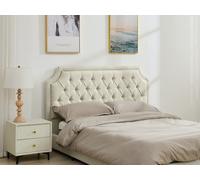 Vente-unique - Tête de lit capitonnée 150 cm - Tissu - Beige - JOHENE
