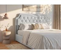 Vente-unique - Tête de lit capitonnée 200 cm - Tissu - Gris Clair - JOHENE