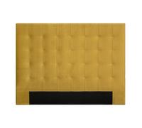 Tête de lit capitonnée en tissu velours jaune moutarde L160 cm HALCIONA