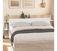 IDMarket - Tête de lit sur Pied CIRI pour lit 140 et 160 cm avec rangements Blanc et Bois