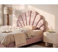 Vente-unique - Tête de lit Coquillage - 90 cm - Velours - Rose - Moana