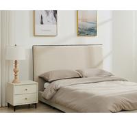 Vente-unique - Tête de lit déhoussable 170 cm - Coton et Lin - Beige et Noir - CHESMA