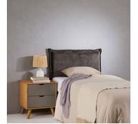 Tête de lit DELMO 90 rembourrée, En tissu polyester pour lit 90 cm, Sur pieds en bois, Gris