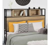 IDMARKET Tête de lit sur pied DETROIT 145 cm bois et métal noir design industriel