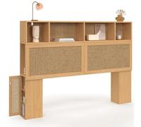 IDMarket - Tête de lit EDHEN 145 cm cannage et Bois | Avec rangements fermés et niches