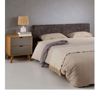 Tête de lit ELOWA 160 rembourrée, En tissu polyester pour lit 160 cm, Sur pieds en plastique, Gris