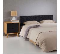 Tête de lit ELOWA 160 rembourrée, En tissu polyester pour lit 160 cm, Sur pieds en plastique, Noir