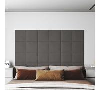 Tête de lit en velours 12 pièces rectangulaire pour chambre à coucher, panneau mural en velours moderne gris foncé avec base de matériaux en bois, décoration élégante nécessitant une installation