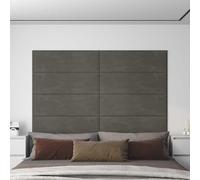 Tête de lit en velours pour chambre à coucher 12 pièces, rectangulaire, gris foncé, avec base en bois, design moderne à installer.