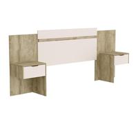 Vente-unique Tête de lit Extensible avec chevets - 140/160 cm - Coloris : Naturel et Ivoire - PARATI