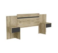 Vente-unique - Tête de lit Extensible avec chevets - 140/160 cm - Coloris : Naturel et Noir - PARATI - avec Rangement