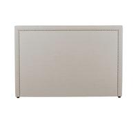 Vente-unique - Tête de lit Finition cloutée 150 cm - Tissu Effet Lin - Beige - ALVISE