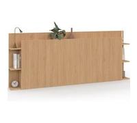 IDMarket - Tête de lit sur Pied Juliette pour lit 140 et 160 cm avec rangements Effet Lattes tasseau Bois
