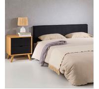 Tête de lit KLAO 160 rembourrée, En tissu polyester pour lit 160 cm, Sur pieds en plastique, Noir