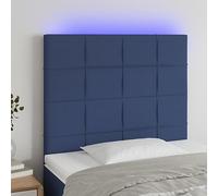 Tête de lit LED en tissu, bleu, 90 x 5 x 118/128 cm, hauteur réglable, avec rétroéclairage LED, bande découpable, alimentation USB 5V, instructions de montage incluses