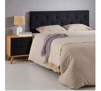 Tête de lit LULINE 160 capitonnée, En tissu rembourré, Pieds en bois, Design élégant, Pour lits 160 cm, Noir