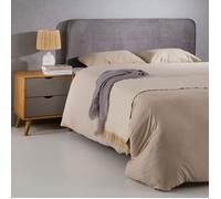 Tête de lit NOVARE 160, En tissu rembourré, Fixation murale Design arrondi moderne, Pour lit 160 cm ou moins, Gris